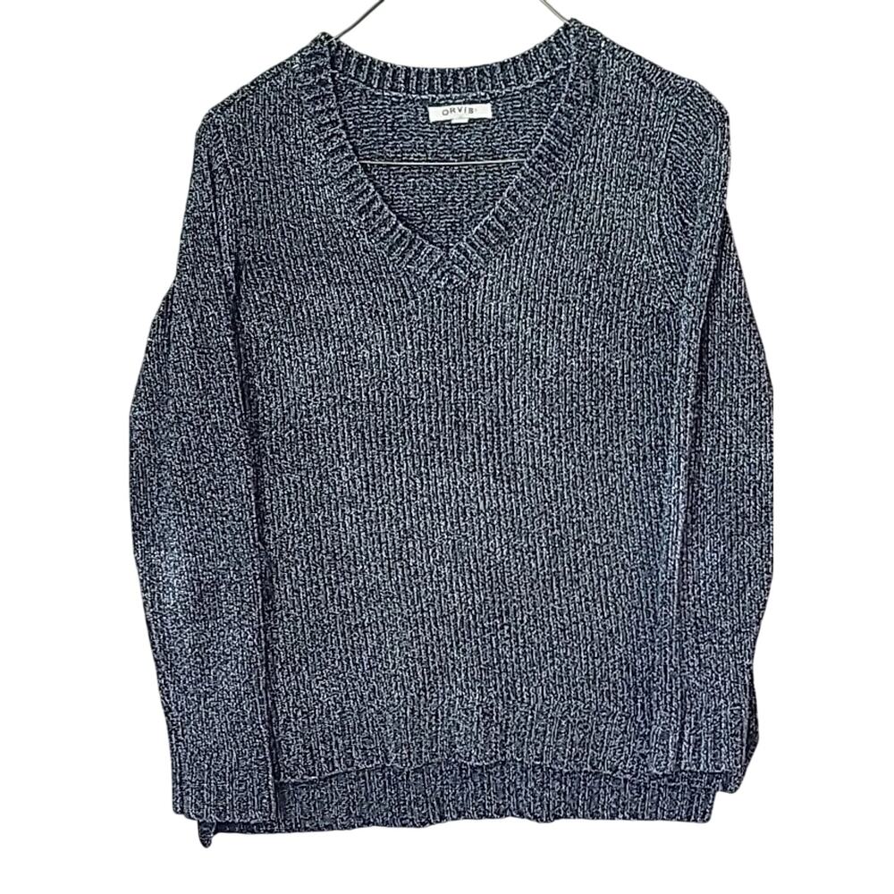 Orvis Blue Chenille V Neck Sweater Women’s L Cottagecore